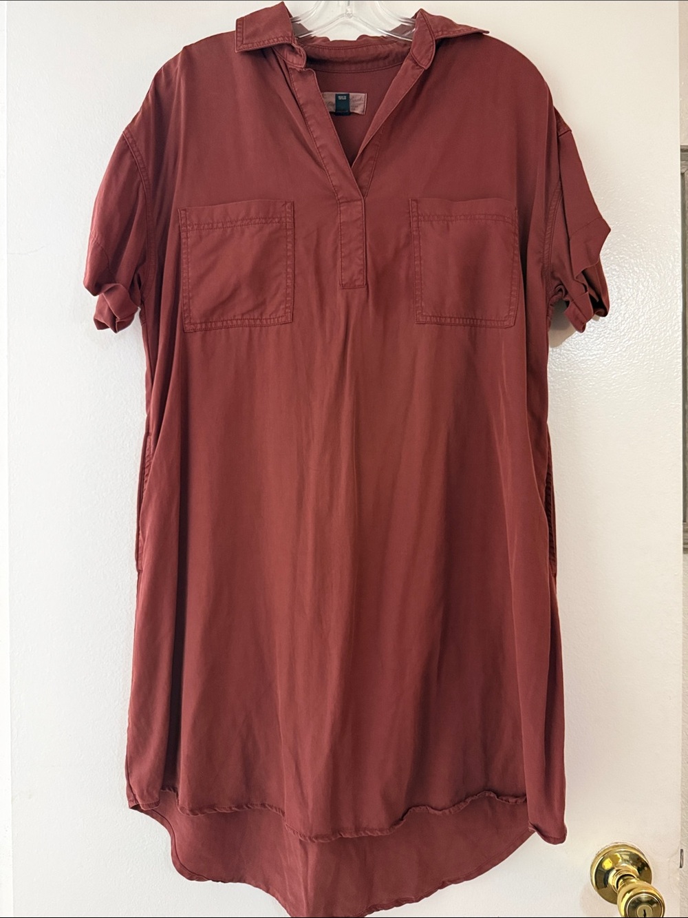Universal Thread Rust Red V-Neck Polo Tunic Dress